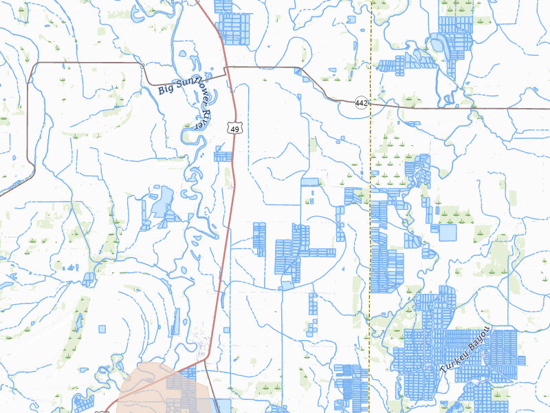 Radar-estimated hail-size map of the storm over Sunflower, MS on Jul 29, 2026