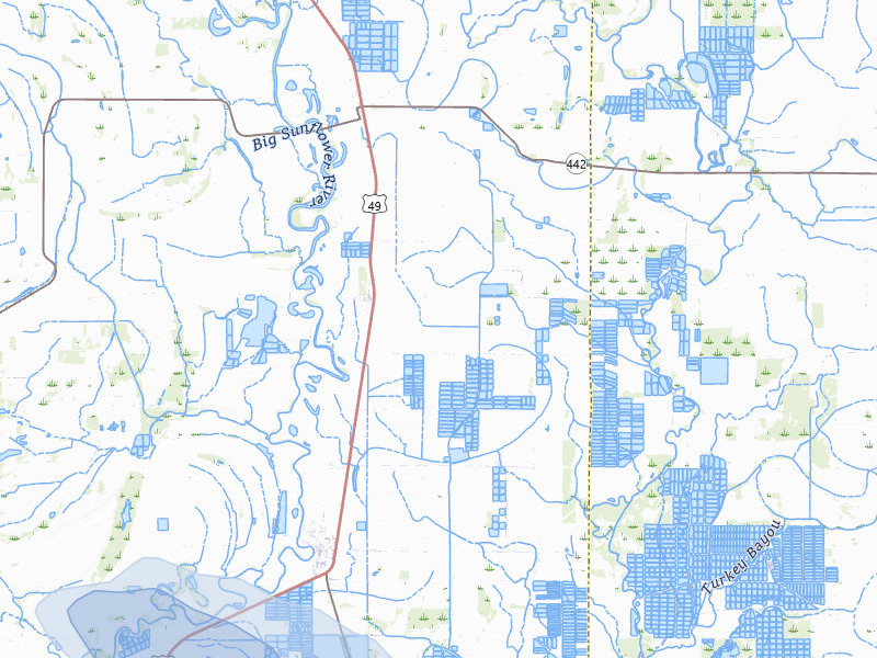 NEXRAD radar-signature map of the hail over Sunflower, MS