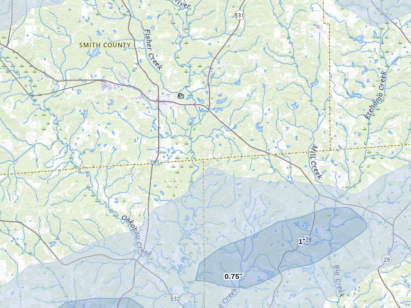 NEXRAD radar-signature map of the hail storm over Taylorsville, MS on May 6, 2026