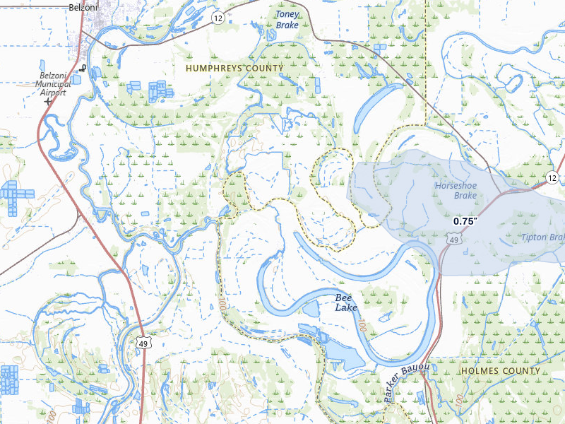 NEXRAD radar-signature map of the hail storm over Tchula, MS on May 8, 2026