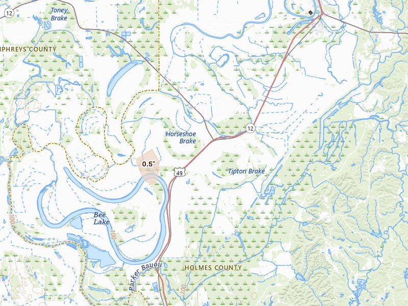 Radar-estimated hail-size map of the storm over Tchula, MS