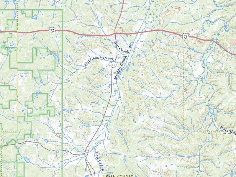 Radar-estimated hail-size map of the storm over Tiplersville, MS on Feb 26, 2026