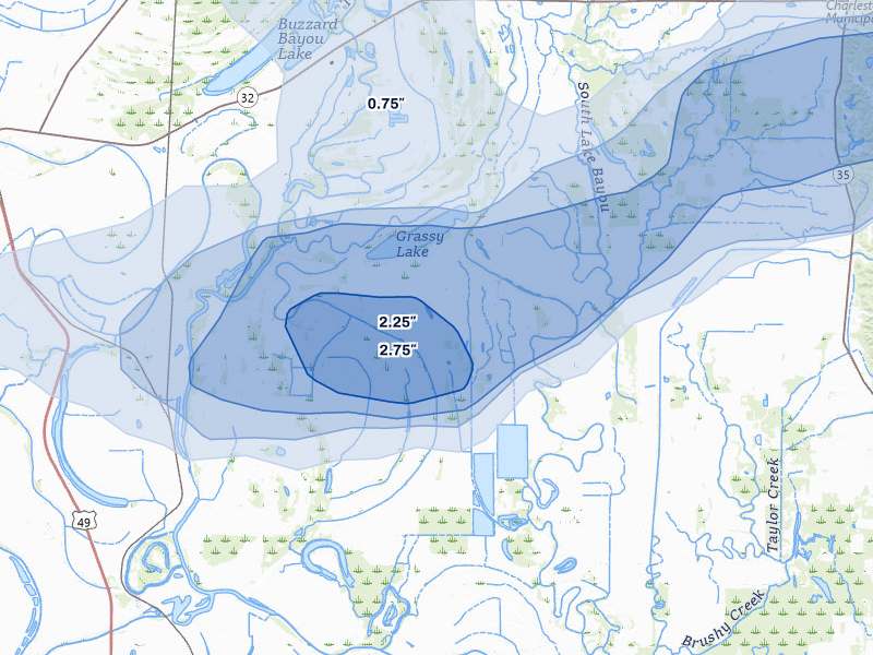 NEXRAD radar-signature map of the hail storm over Tippo, MS on Jul 1, 2026