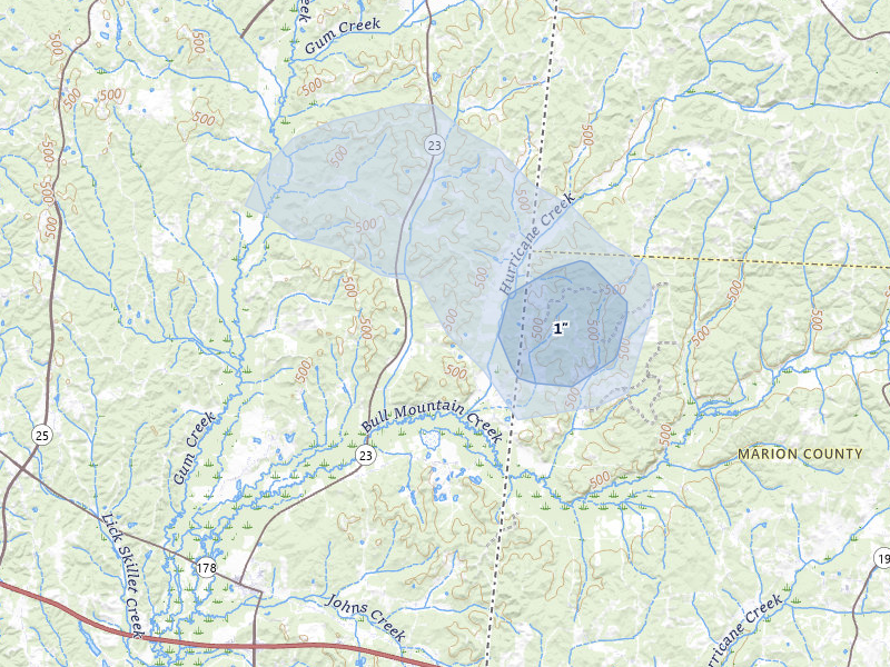 NEXRAD radar-signature map of the hail over Tremont, MS