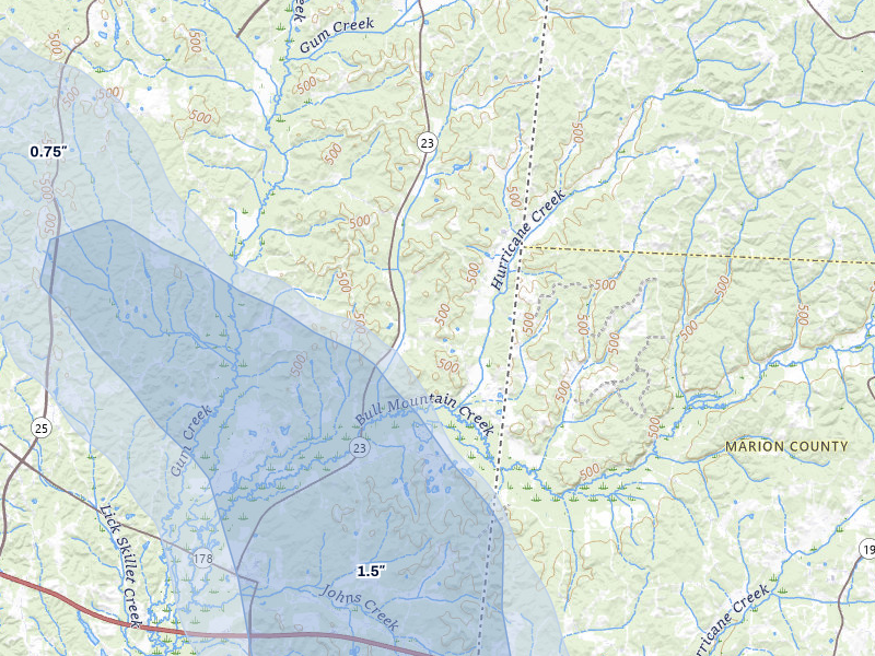 NEXRAD radar-signature map of the hail storm over Tremont, MS on Jun 1, 2026