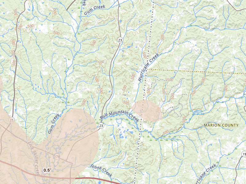 Radar-estimated hail-size map of the storm over Tremont, MS on Jul 9, 2026