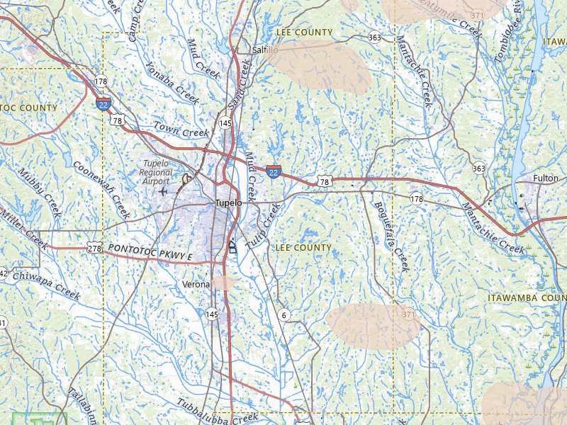 Radar-estimated hail-size map of the storm over Tupelo, MS on Jun 1, 2026