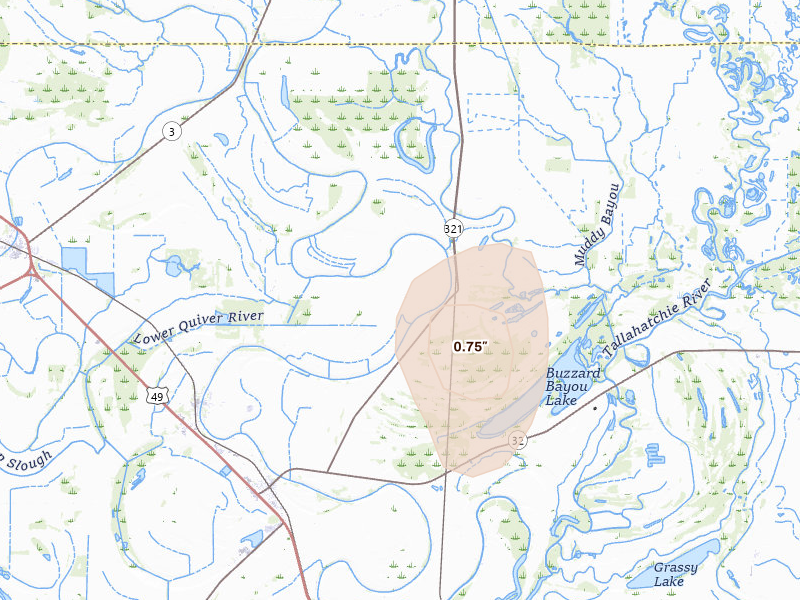 Radar-estimated hail-size map of the storm over Tutwiler, MS
