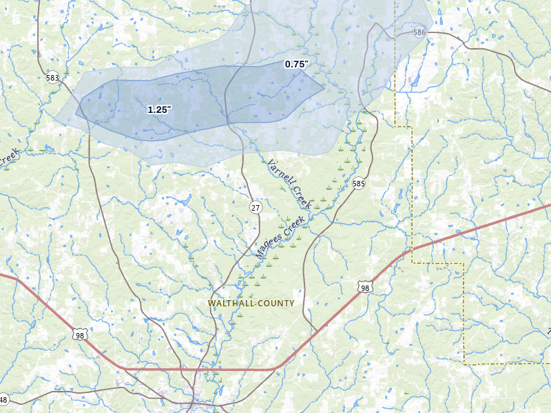 NEXRAD radar-signature map of the hail over Tylertown, MS