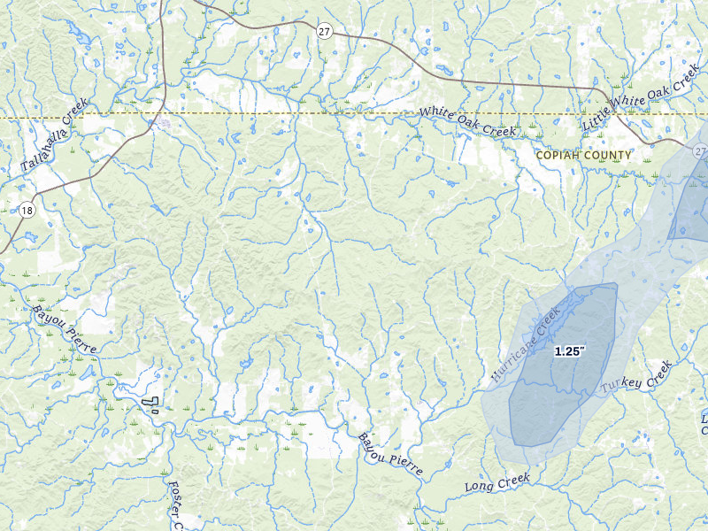 NEXRAD radar-signature map of the hail storm over Utica, MS on Mar 7, 2026