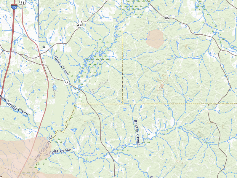 Radar-estimated hail-size map of the storm over Vaiden, MS on Apr 28, 2026