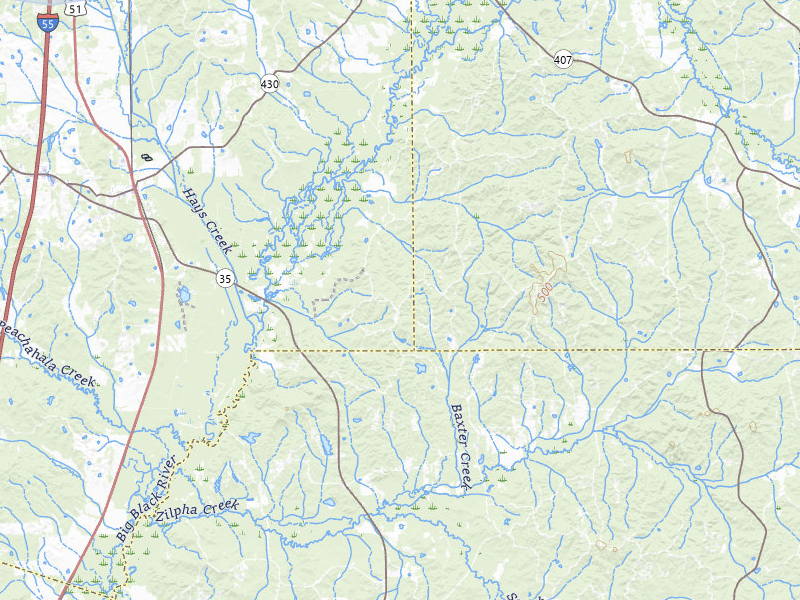NEXRAD radar-signature map of the hail over Vaiden, MS