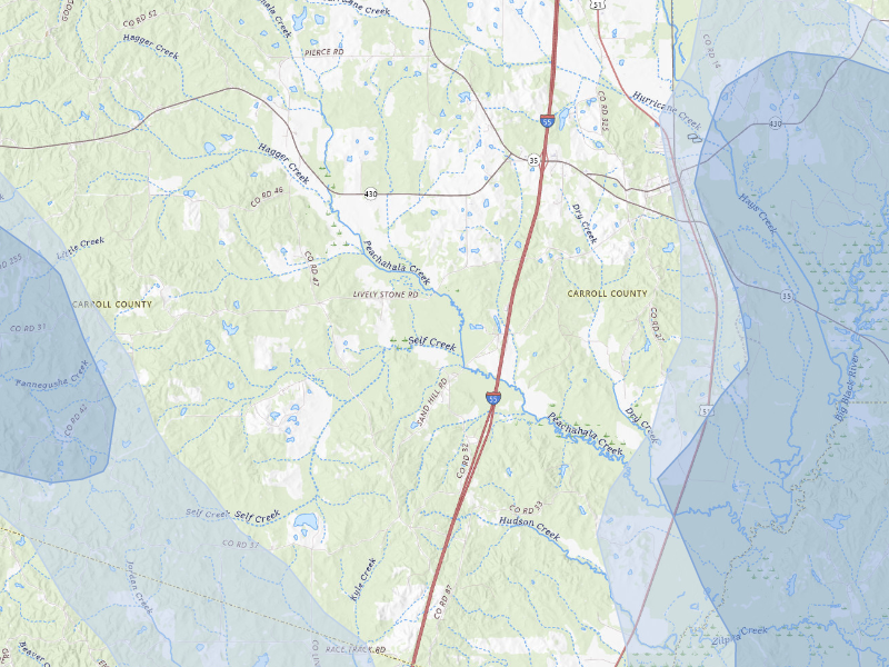 NEXRAD radar-signature map of the hail storm over Vaiden, MS on Aug 20, 2026