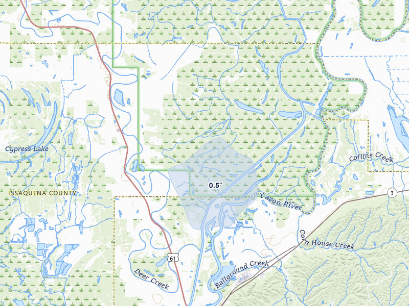 NEXRAD radar-signature map of the hail storm over Valley Park, MS on Mar 6, 2026