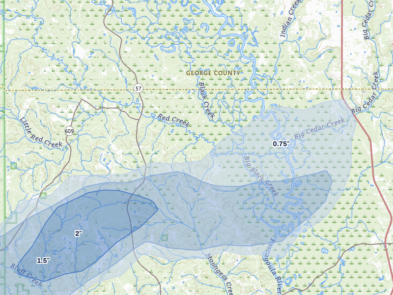 NEXRAD radar-signature map of the hail storm over Vancleave, MS on Aug 17, 2026