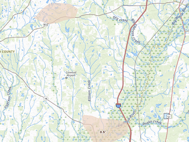 Radar-estimated hail-size map of the storm over Vaughan, MS on Jul 1, 2026
