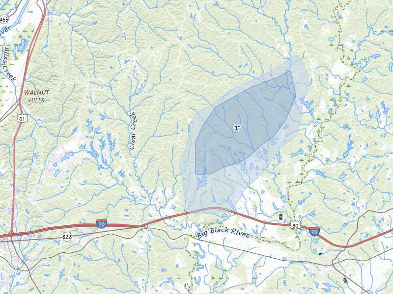 NEXRAD radar-signature map of the hail storm over Vicksburg, MS on May 17, 2026