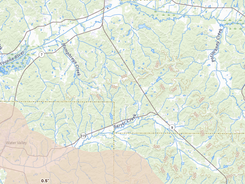 Radar-estimated hail-size map of the storm over Water Valley, MS on Feb 26, 2026
