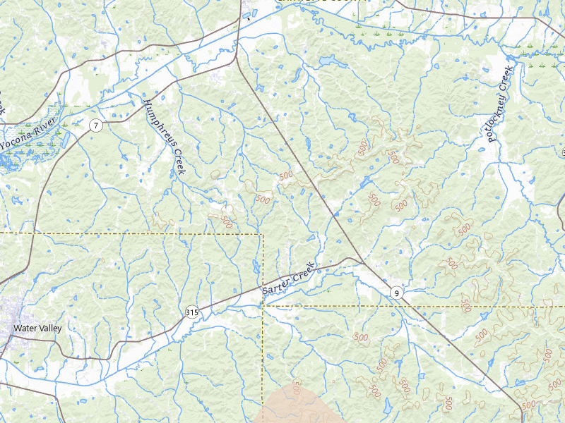 Radar-estimated hail-size map of the storm over Water Valley, MS on Jun 1, 2026