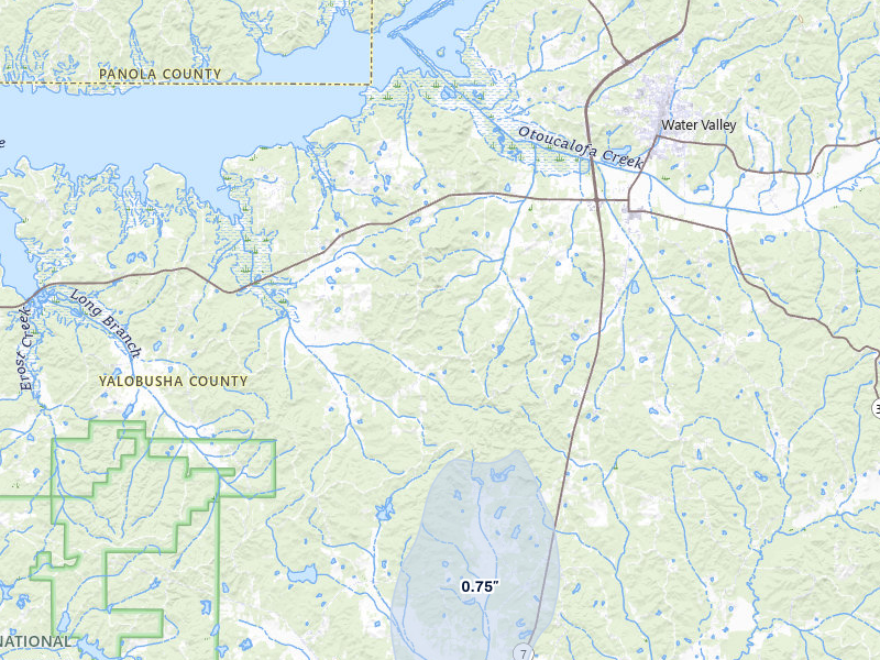 NEXRAD radar-signature map of the hail storm over Water Valley, MS on Aug 19, 2026