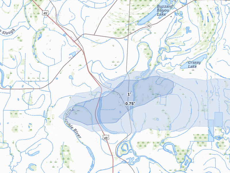 NEXRAD radar-signature map of the hail storm over Webb, MS on Apr 27, 2026