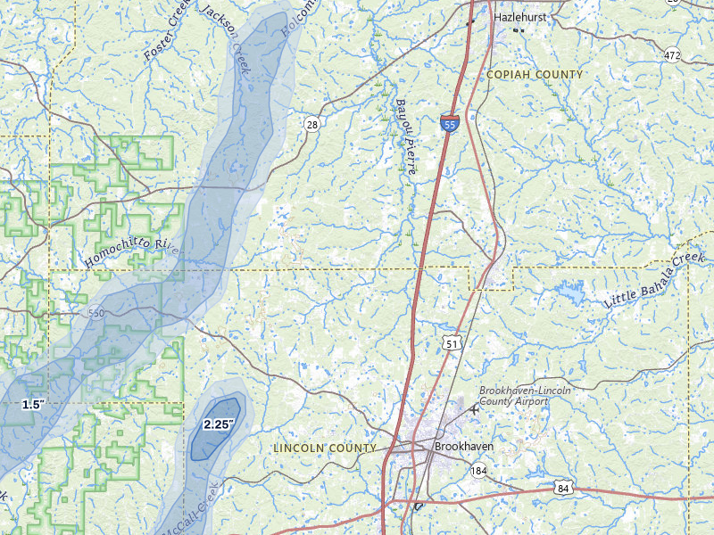 NEXRAD radar-signature map of the hail storm over Wesson, MS on Mar 7, 2026