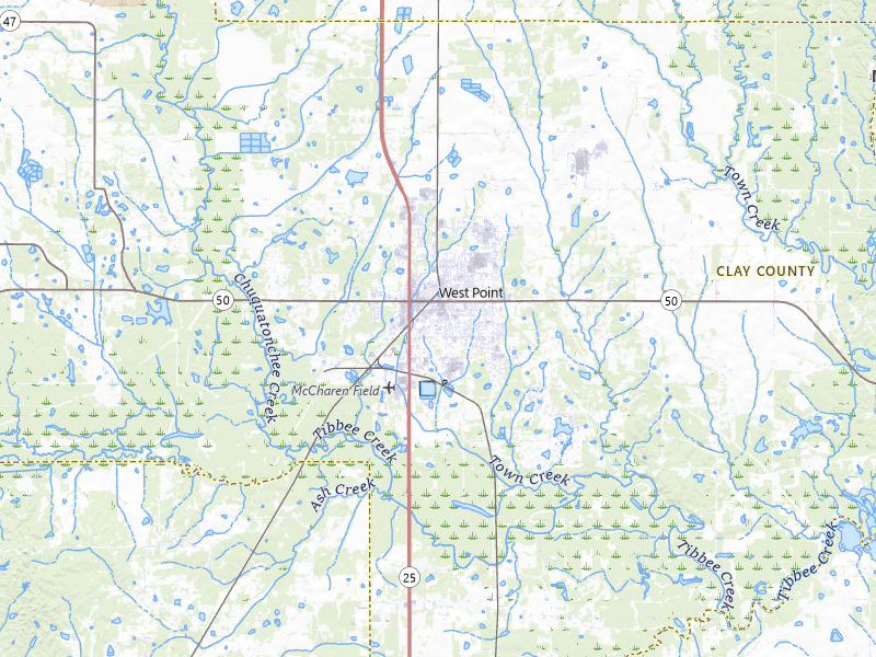 Radar-estimated hail-size map of the storm over West Point, MS on Jul 1, 2026