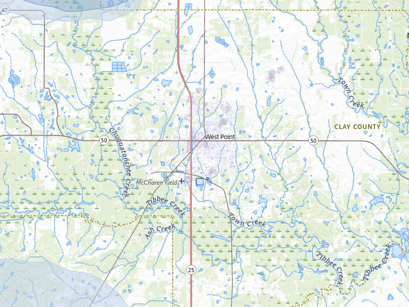 NEXRAD radar-signature map of the hail over West Point, MS