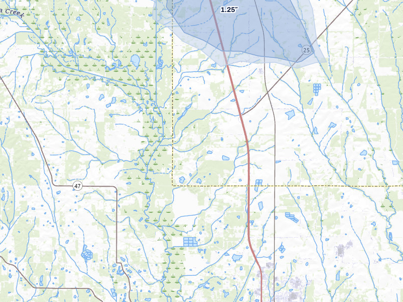 NEXRAD radar-signature map of the hail storm over West Point, MS on Aug 26, 2026
