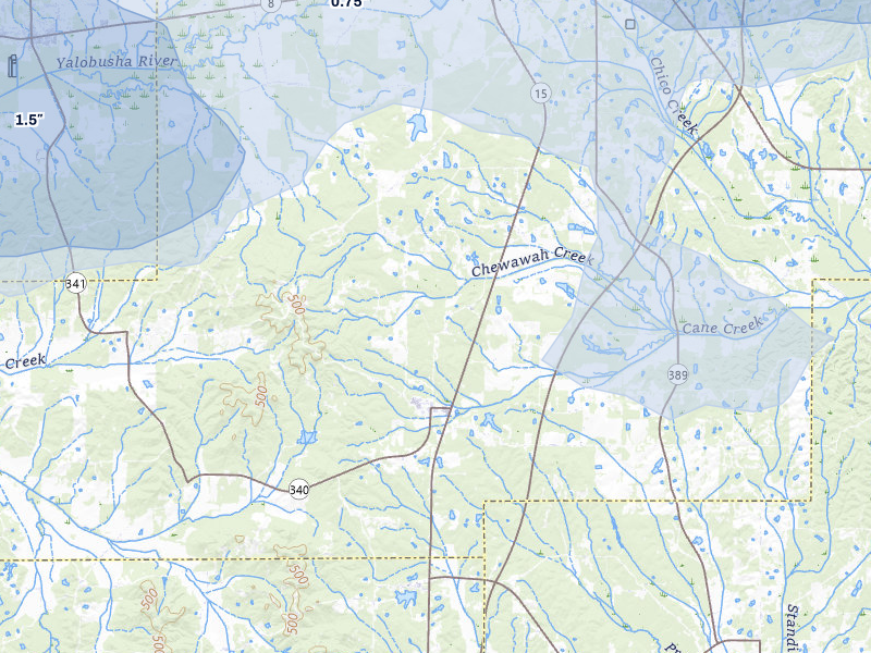 NEXRAD radar-signature map of the hail storm over Woodland, MS on Apr 28, 2026