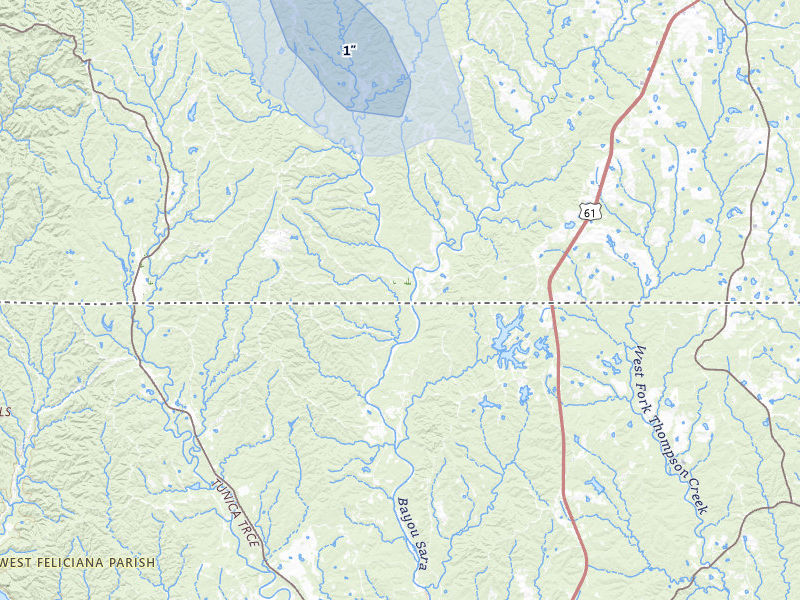 NEXRAD radar-signature map of the hail storm over Woodville, MS on Sep 3, 2026