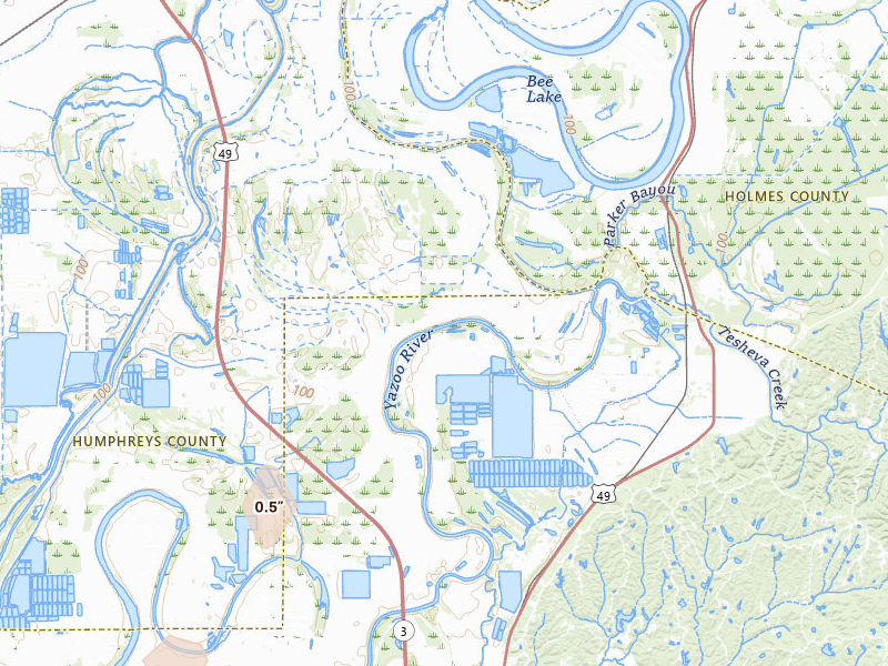Radar-estimated hail-size map of the storm over Yazoo City, MS on Jul 12, 2026