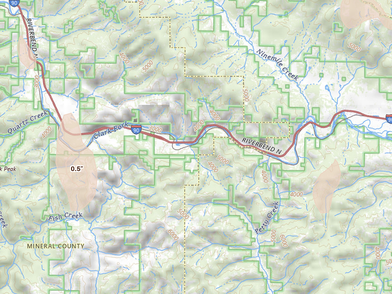 Radar-estimated hail-size map of the storm over Alberton, MT on May 29, 2026