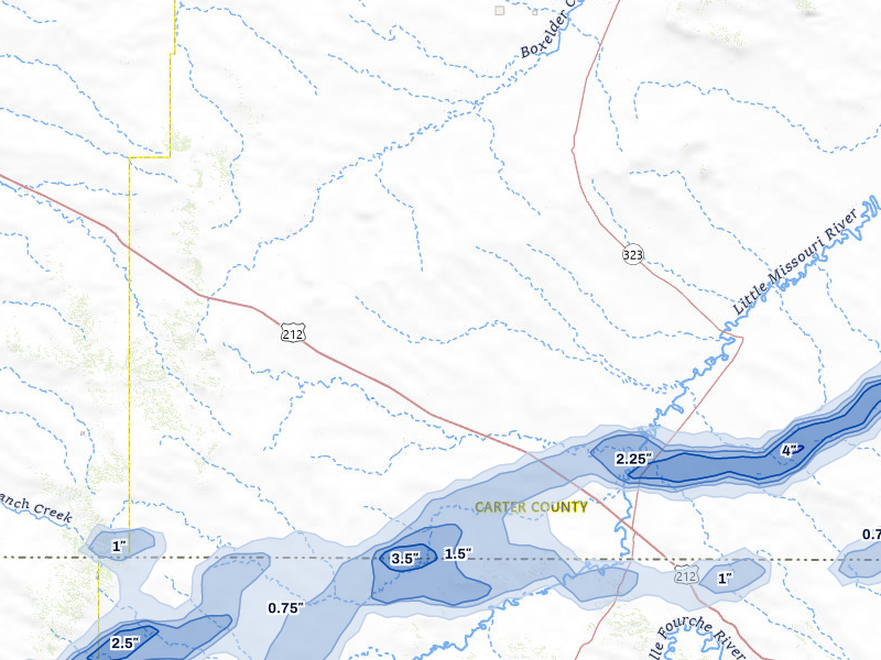 NEXRAD radar-signature map of the hail storm over Alzada, MT on Jun 7, 2026