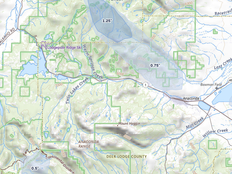 NEXRAD radar-signature map of the hail storm over Anaconda, MT on May 27, 2026