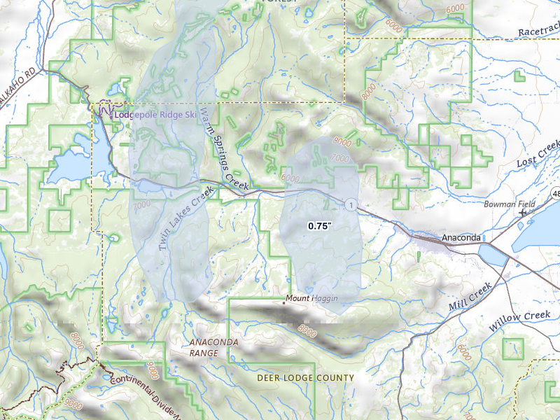 NEXRAD radar-signature map of the hail storm over Anaconda, MT on May 29, 2026