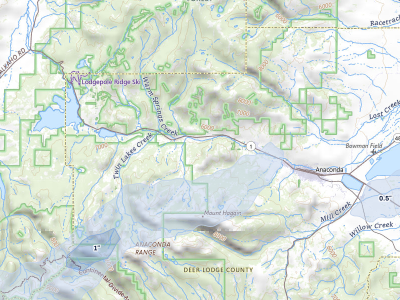 NEXRAD radar-signature map of the hail storm over Anaconda, MT on Jul 8, 2026