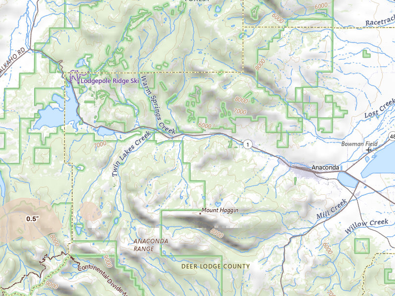 Radar-estimated hail-size map of the storm over Anaconda, MT on Jul 18, 2026
