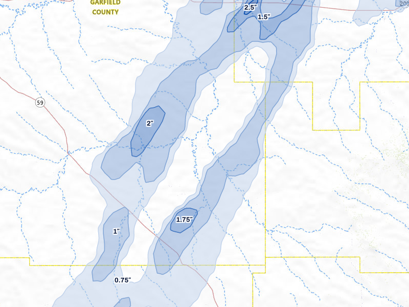 NEXRAD radar-signature map of the hail storm over Angela, MT on Jun 6, 2026
