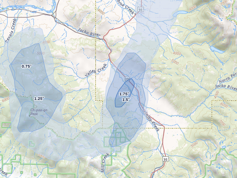 NEXRAD radar-signature map of the hail storm over Arlee, MT on May 29, 2026
