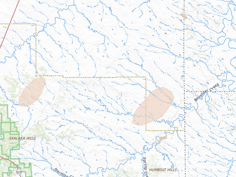 Radar-estimated hail-size map of the storm over Baker, MT on Jul 1, 2026