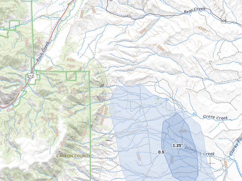 NEXRAD radar-signature map of the hail storm over Bearcreek, MT on Jul 10, 2026