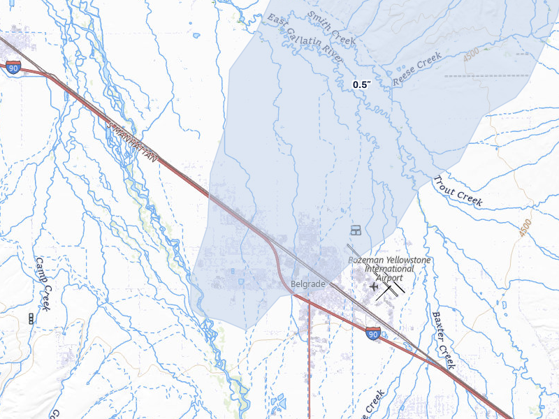 NEXRAD radar-signature map of the hail storm over Belgrade, MT on May 28, 2026