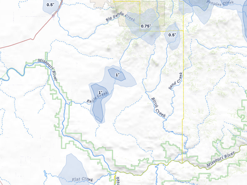 NEXRAD radar-signature map of the hail storm over Big Sandy, MT on May 29, 2026