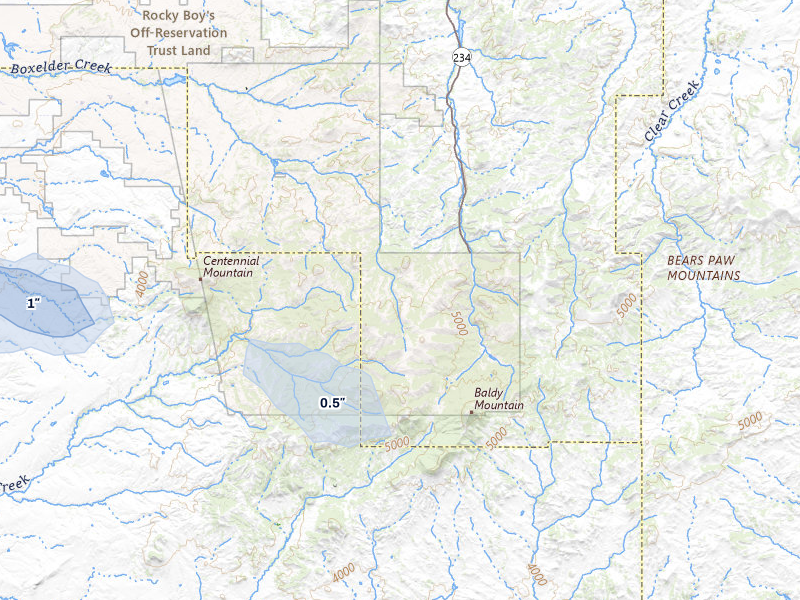 NEXRAD radar-signature map of the hail storm over Box Elder, MT on May 28, 2026