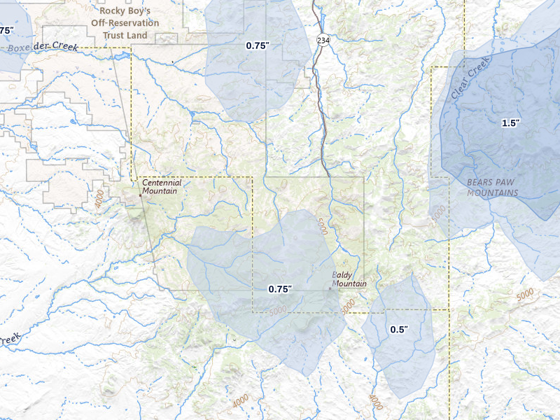 NEXRAD radar-signature map of the hail storm over Box Elder, MT on May 29, 2026