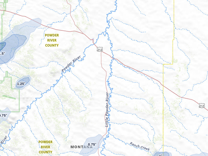 NEXRAD radar-signature map of the hail storm over Broadus, MT on Jun 7, 2026