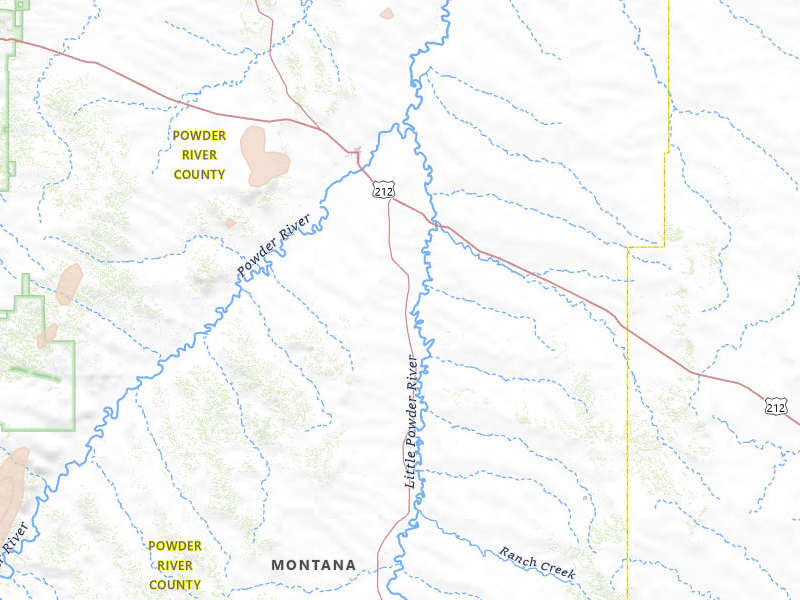 Radar-estimated hail-size map of the storm over Broadus, MT on Jul 2, 2026