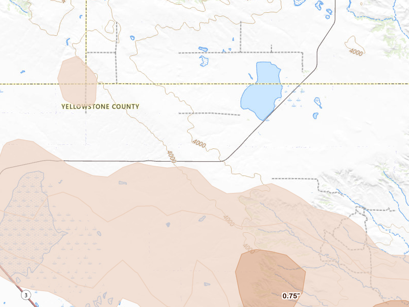 Radar-estimated hail-size map of the storm over Broadview, MT