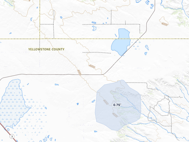NEXRAD radar-signature map of the hail storm over Broadview, MT on Jun 27, 2026